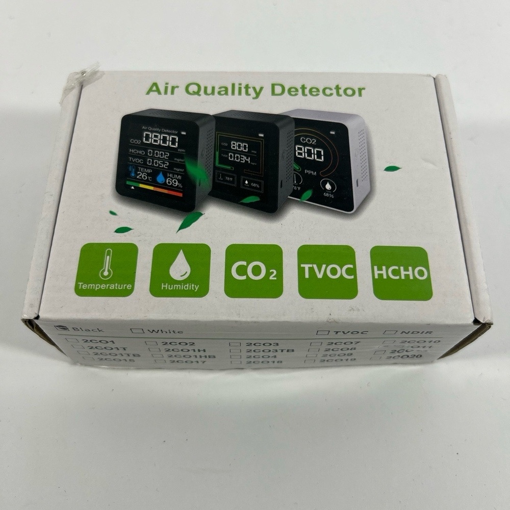 NEW opened 2C011 Air Quality Detector  Multi-Sensor WiFi Black Real-time Monitor
